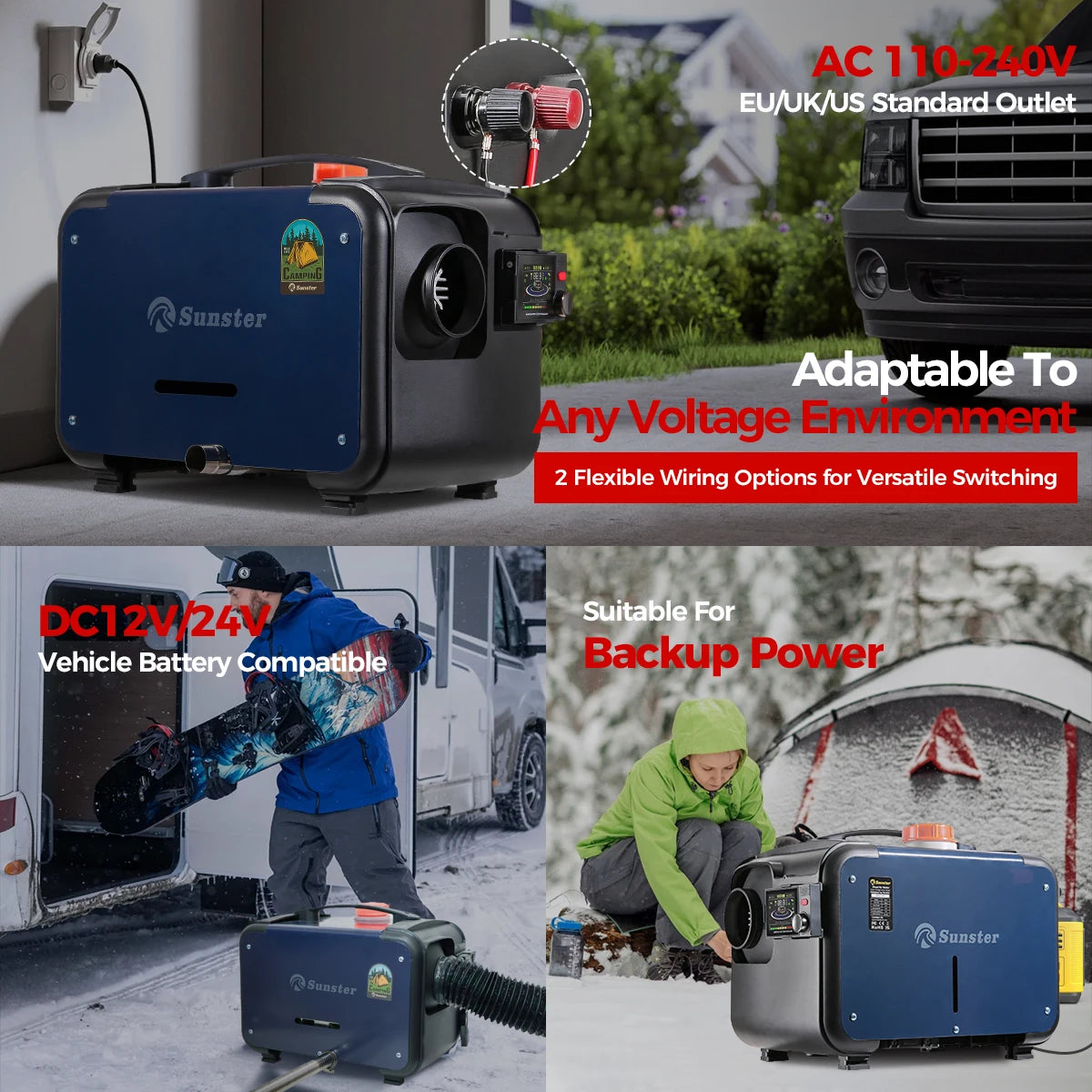 8KW Diesel Luchtverwarmer – Mobiele Dieselverwarming – Camperverwarmer – Auto Voorverwarming – Thuisverwarming – Bluetooth App Bediening – Automatische Temperatuurregeling - QUORE