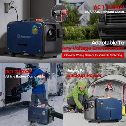 8KW Diesel Luchtverwarmer – Mobiele Dieselverwarming – Camperverwarmer – Auto Voorverwarming – Thuisverwarming – Bluetooth App Bediening – Automatische Temperatuurregeling - QUORE