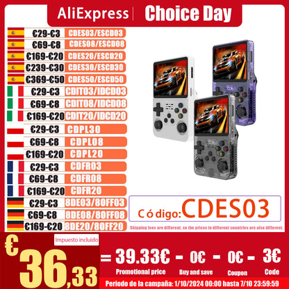 R36S Retro Handheld Video Game Console Linux System 3.5 Inch IPS Screen Portable Pocket Video Player R35S 64GB Games - QUORE