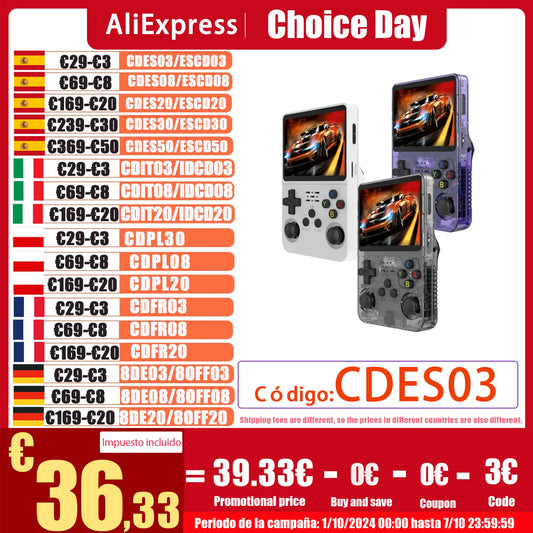 R36S Retro Handheld Video Game Console Linux System 3.5 Inch IPS Screen Portable Pocket Video Player R35S 64GB Games - QUORE