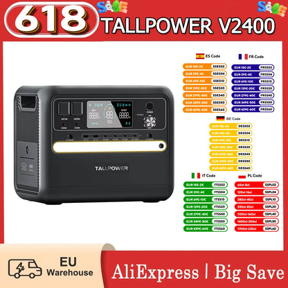 Draagbare Power Station – Mobiele Stroomvoorziening – Noodstroom – Energieopslag – 2160Wh Capaciteit – 2400W Output - V2400
