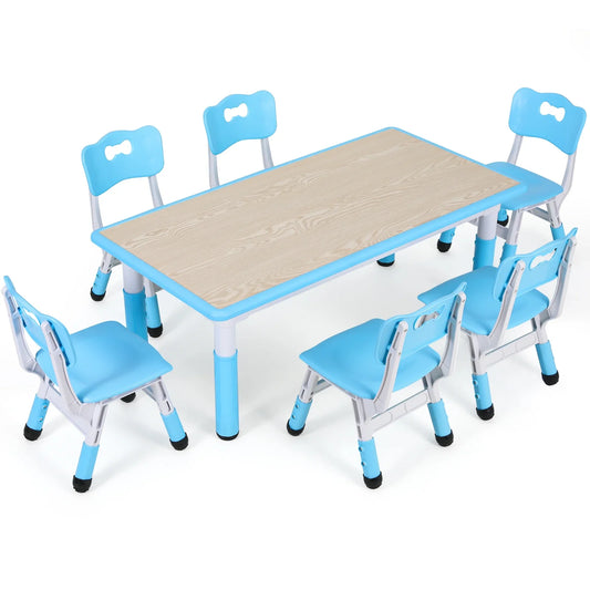 Kindertafel Set – Kinderbureau – Speeltafel – Kindermeubel – Tafel Met Stoelen – Verstelbare Hoogte – Brandvertragend MDF & PVC - QUORE