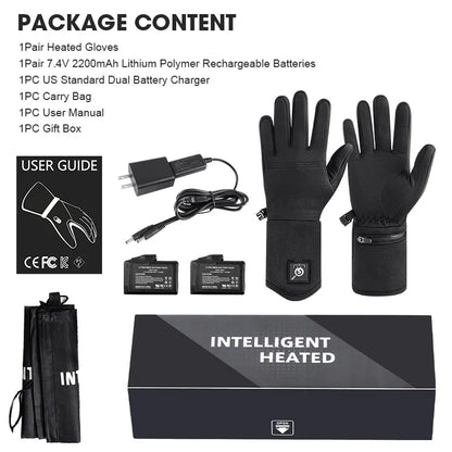 Savior Heat - Heated Gloves - Electric Heated Gloves - Including Rechargeable Battery - Heated Gloves - Unisex - Three-speed temperature control - Size ML - Black