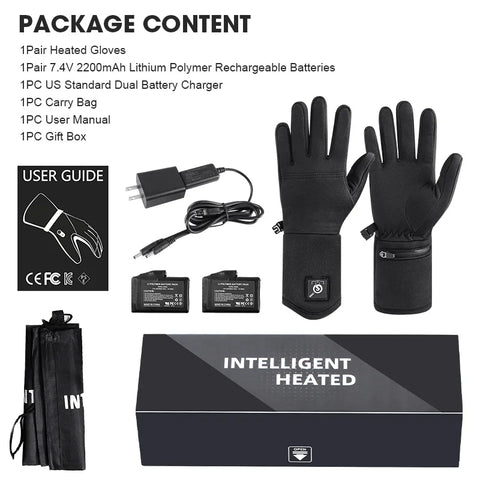 Savior Heat - Heated Gloves - Electric Heated Gloves - Rechargeable Battery - Electric Heated Glove Liners Unisex - Heating Horse Riding Ski Snowboarding Cycling Thin Gloves - Size XS S - Black
