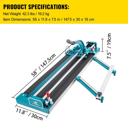 Handmatige Tegelsnijder - Tegelsnijmachine - Tegelsnijder - Dubbele Rail - 1200mm - met Laser Positionering - Geschikt voor Keramiek & Porselein