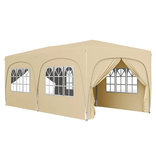 Paviljoen - Tuinpaviljoen - Partytent - Tuintent - Pop-up Kliksysteem - Stabiel - Vouwtent - Opvouwbaar - met Zijpanelen - Waterdicht - Winterbestendig - 50+UV-Bescherming - voor Tuin - Buiten - Achtertuin - Oxford fabric - 3 x 6 m - Sand