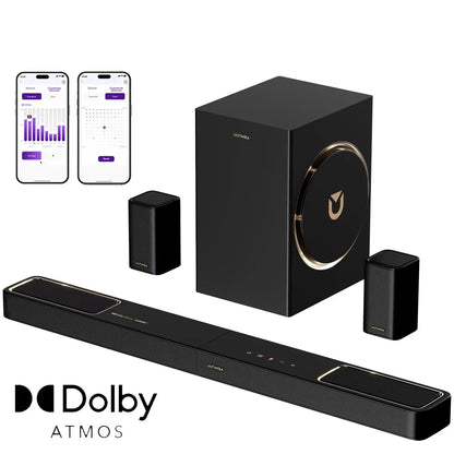 Soundbar – Home Cinema Set – Surround Sound Systeem – TV Speaker – 5.1.2 Kanaals – Dolby Atmos – Draadloze Subwoofer – App Bedienbaar - QUORE