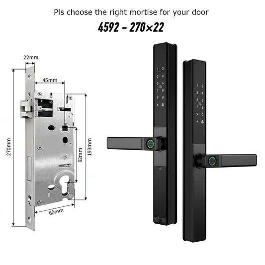 Vingerafdrukslot – Slimme Deurslot – Elektronisch Slot – Wifi Slot – Biometrisch Slot – Waterdicht IP67 – Oplaadbare Lithiumbatterij - 4592 - 22x270