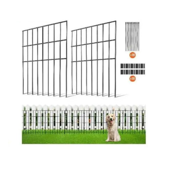 Tuinhek - Hek - Tuinhekken - Tuinpoort - Tuinhekjes Metaal - 24x33 cm - Sierhekset zonder Graven – Dierenwerend, Decoratief en Ondergronds – Voor Tuin en Erf - 19-Delige