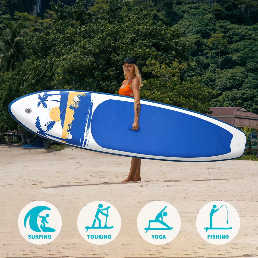 Supboard - Paddle Board - Peddelplank - Surfplank - Opblaasbaar - Inc. Peddel - Vin - Leash - Riem - Handpomp - Rugzak - 335 x 84 x 15 cm - Blauw & Wit