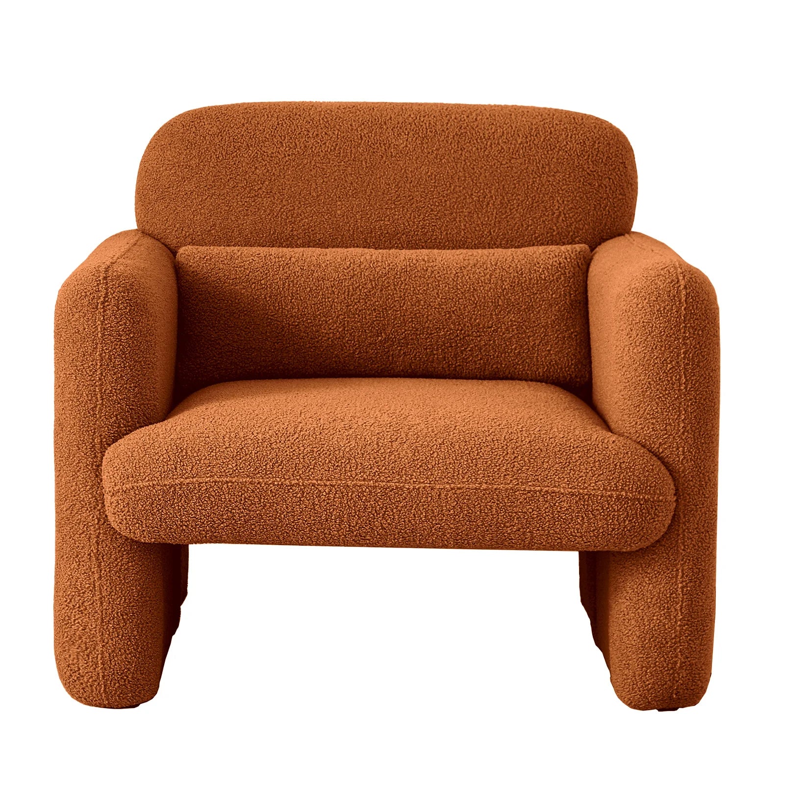 Lamswollen Fauteuil – Lamswol Stoel – Comfortabele Zetel – Scandinavische Fauteuil – Zachte Lamswol Bekleding – Verstelbare Lendensteun - Oranje - QUORE