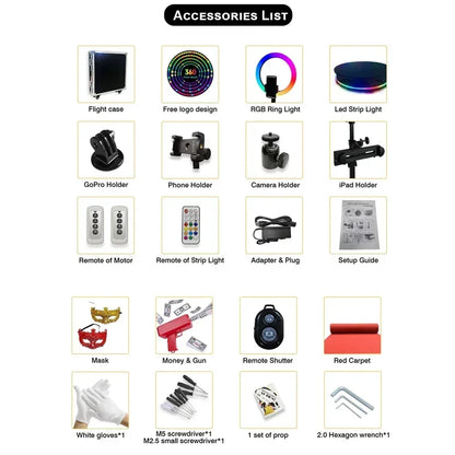 360 Fotocabine – Draaibare Selfie Booth – Photobooth – Selfiestand – 360 Graden Camera – Maximaal 400 kg Draaggewicht – Afstandsbediening Met Snelheidscontrole