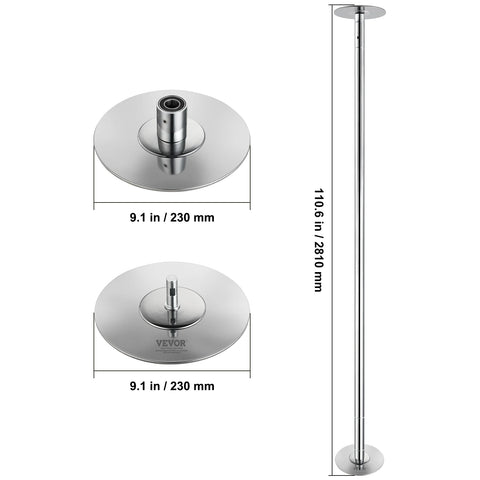 Vevor - Dance Pole - Stripping Pole - Pole Dancing - Dance Bar - 45mm Heavy-Duty - Stainless Steel