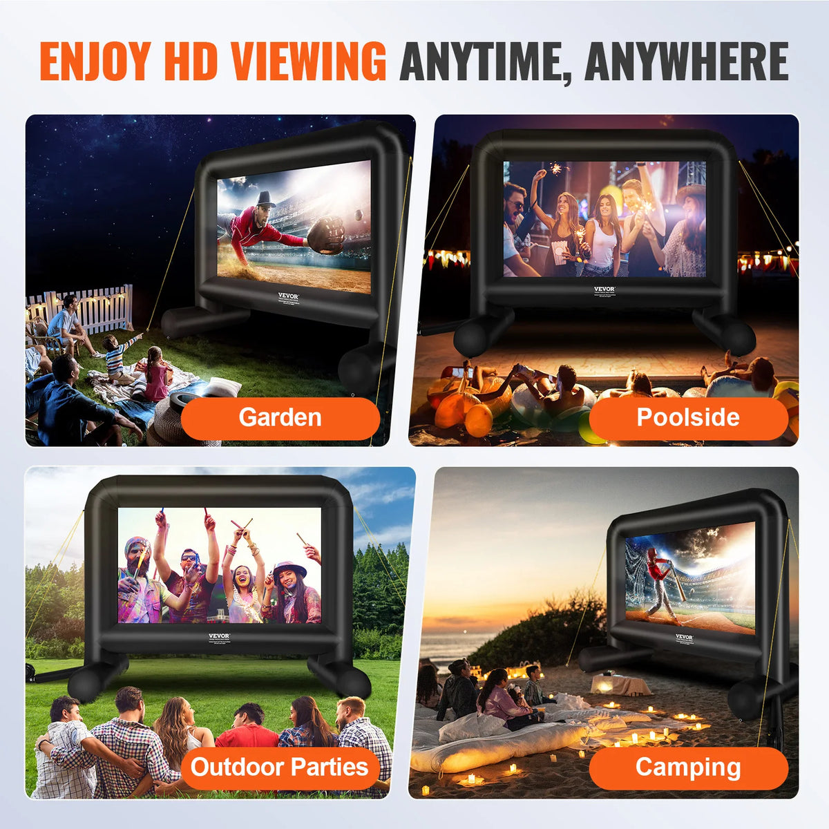 Beamer Scherm - Projector Scherm - Projector Screen - Projector Scherm voor Beamer - Projector Doek - Home Cinema Thuisbioscoop - Draagbare Beamer - Outdoor Projectie - 16ft - QUORE