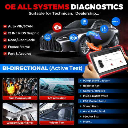 Auto Diagnosetool – OBD2 Scanner – Foutcode Uitlezer – Diagnose Scanner – Auto Scanner – 8” Android Scherm – 34+ Reset Functies