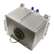 Fuel Jerrycan - 20 Liters - Petrol or Diesel - with Spout and Bleed Nipple - Fuel Tank - Universal Oil Box - with Anti-slip Foam - for Trams and Trucks - Silver