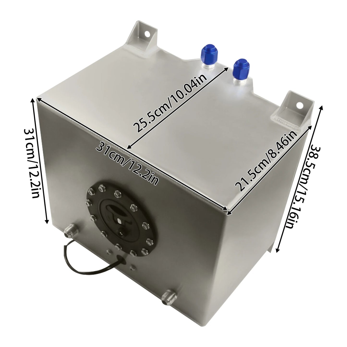 Silver 5 Gallon 20L Aluminum Fuel Tank Universal Oil Box with Anti-slip Foam for Streetcars and Trucks