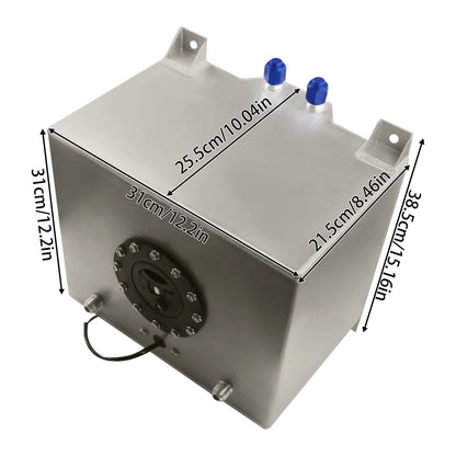 Silver 5 Gallon 20L Aluminum Fuel Tank Universal Oil Box with Anti-slip Foam for Streetcars and Trucks