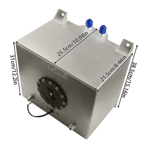 Fuel Jerrycan - 20 Liters - Petrol or Diesel - with Spout and Bleed Nipple - Fuel Tank - Universal Oil Box - with Anti-slip Foam - for Trams and Trucks - Silver