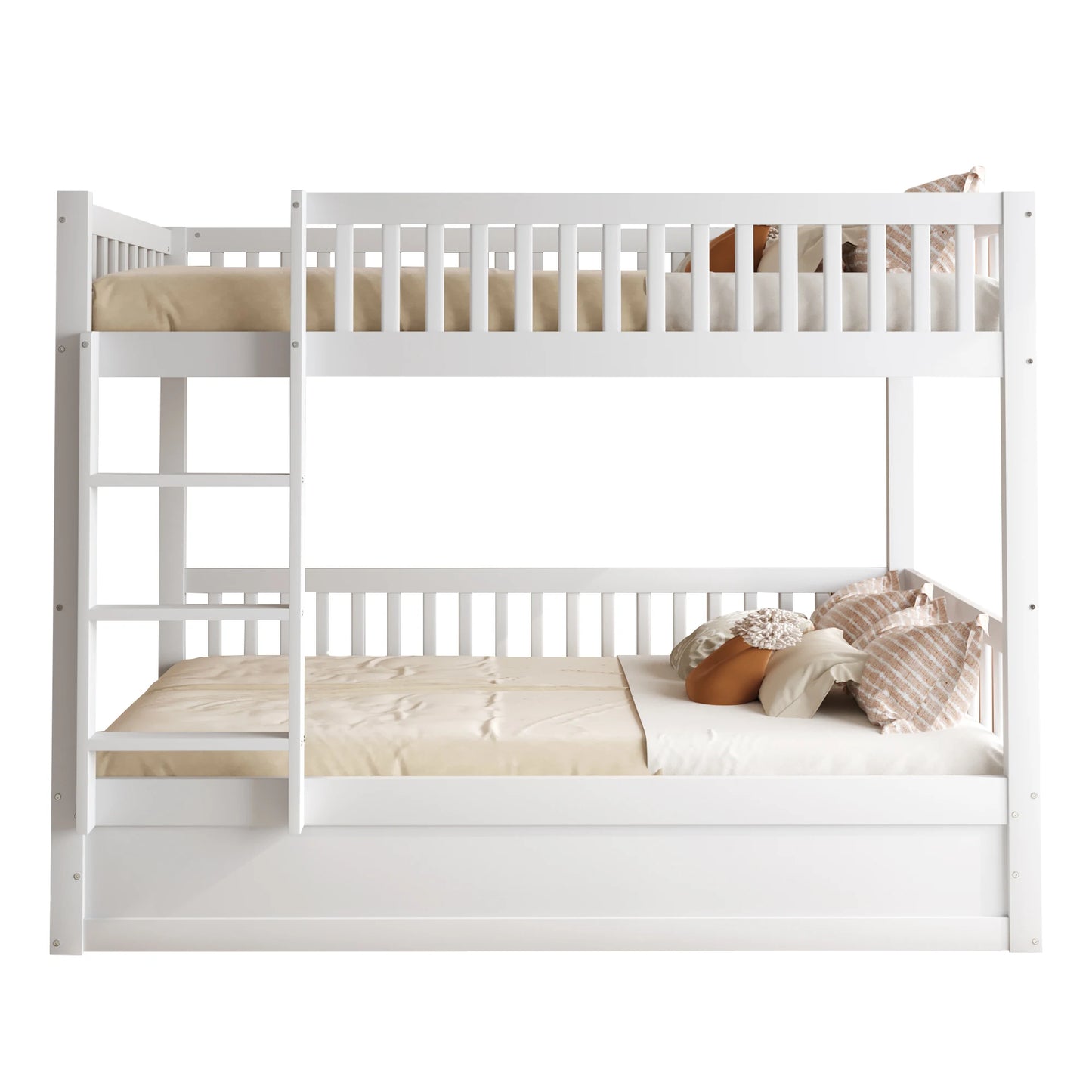 Bedframe – Tweepersoonsbed – Platformbed – Opbergbed – Gestoffeerd Bed – 180x200 cm – Beige Linnen – 4 Laden – Gouden Decoratie
