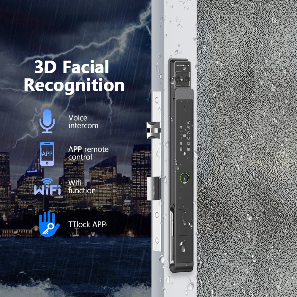 Biometrisch Deurslot – Slim Deurslot – Elektronisch Slot – Vingerafdrukslot – Smart Lock – 11 Ontgrendelingsmethoden – Weerbestendig Aluminium - 2585 - 22x270 - QUORE
