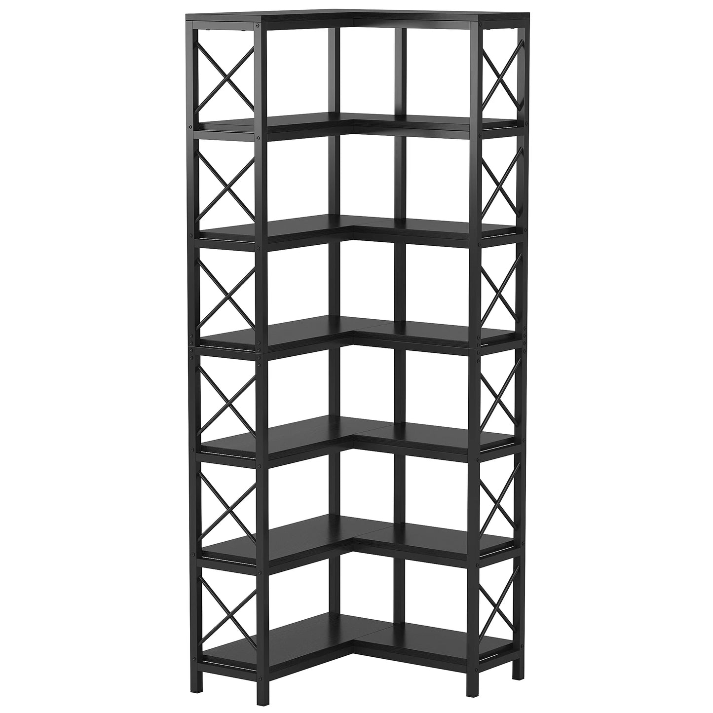 Hoeksalonkast – Hoekkast – Boekenrek – Opbergkast – 7-Laags Metalen Frame – 60 Cm Breedte – Verstelbare Pootjes