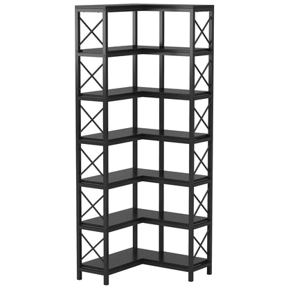 Hoeksalonkast – Hoekkast – Boekenrek – Opbergkast – 7-Laags Metalen Frame – 60 Cm Breedte – Verstelbare Pootjes