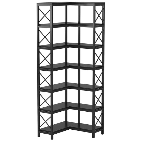 Hoeksalonkast – Hoekkast – Boekenrek – Opbergkast – 7-Laags Metalen Frame – 60 Cm Breedte – Verstelbare Pootjes