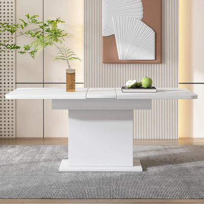 Uitschuifbare Eettafel met Opbergruimte - Moderne Multifunctionele Tafel - Keukentafel - Wit - QUORE