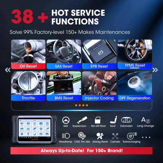 OBD2-scanner - Diagnosecomputer - Slimme diagnosetool - Foutverwijdering - Automotivo Autodiagnose Scantool - Sleutelcoderingstool - 7-inch LCD - Zwart