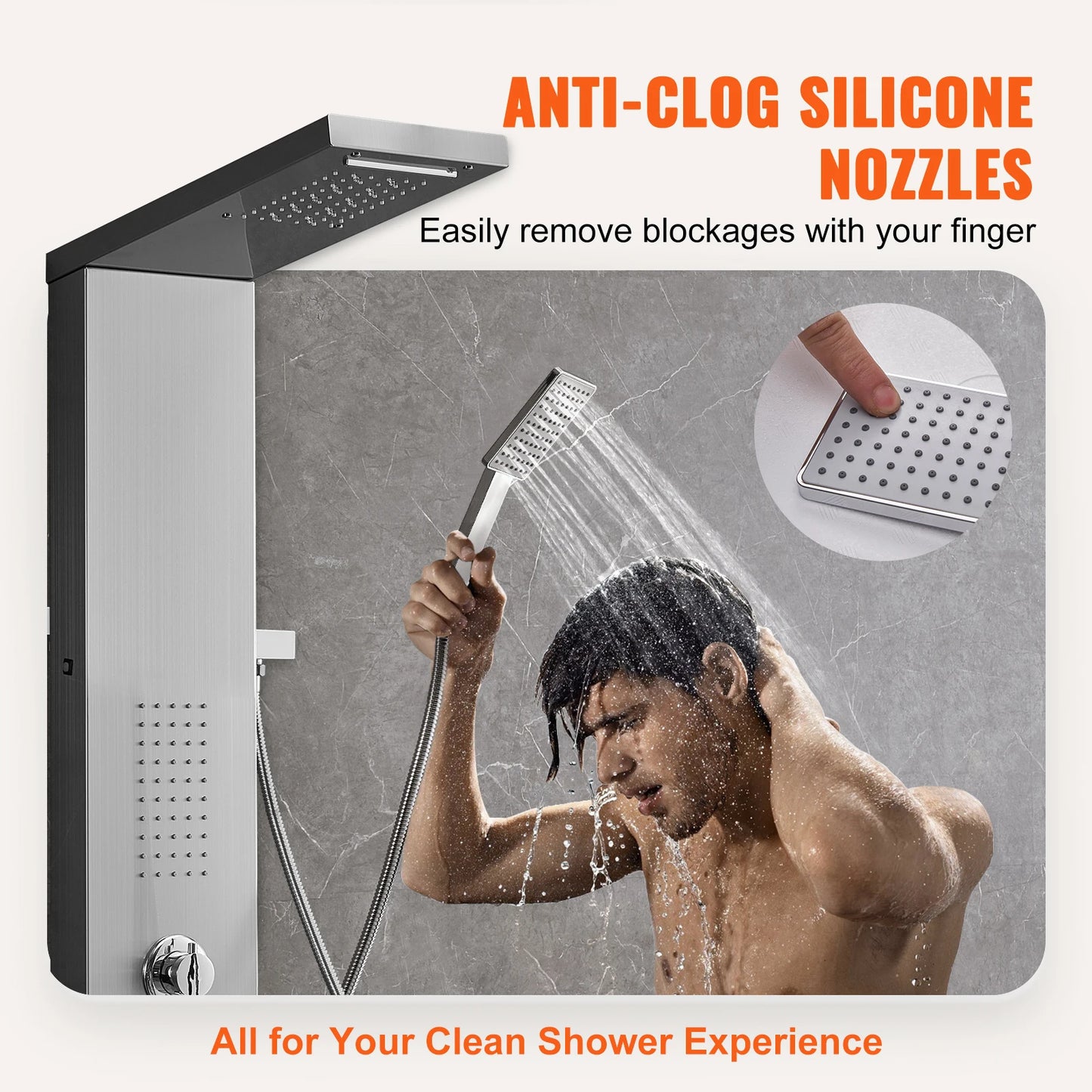 Douche - Regendouche - Douchewand - Douchekolom - Douchepanelen - LED Douchepaneel - 5-in-1 - RVS - Douchezuil met Massagejets - Zilver