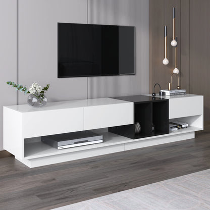 Tv-Meubel – Tv-Kast – Lowboard – Opbergkast – Mediameubel – Hoogglans Zwart-Wit – Compact Formaat – Duurzaam Spaanplaat