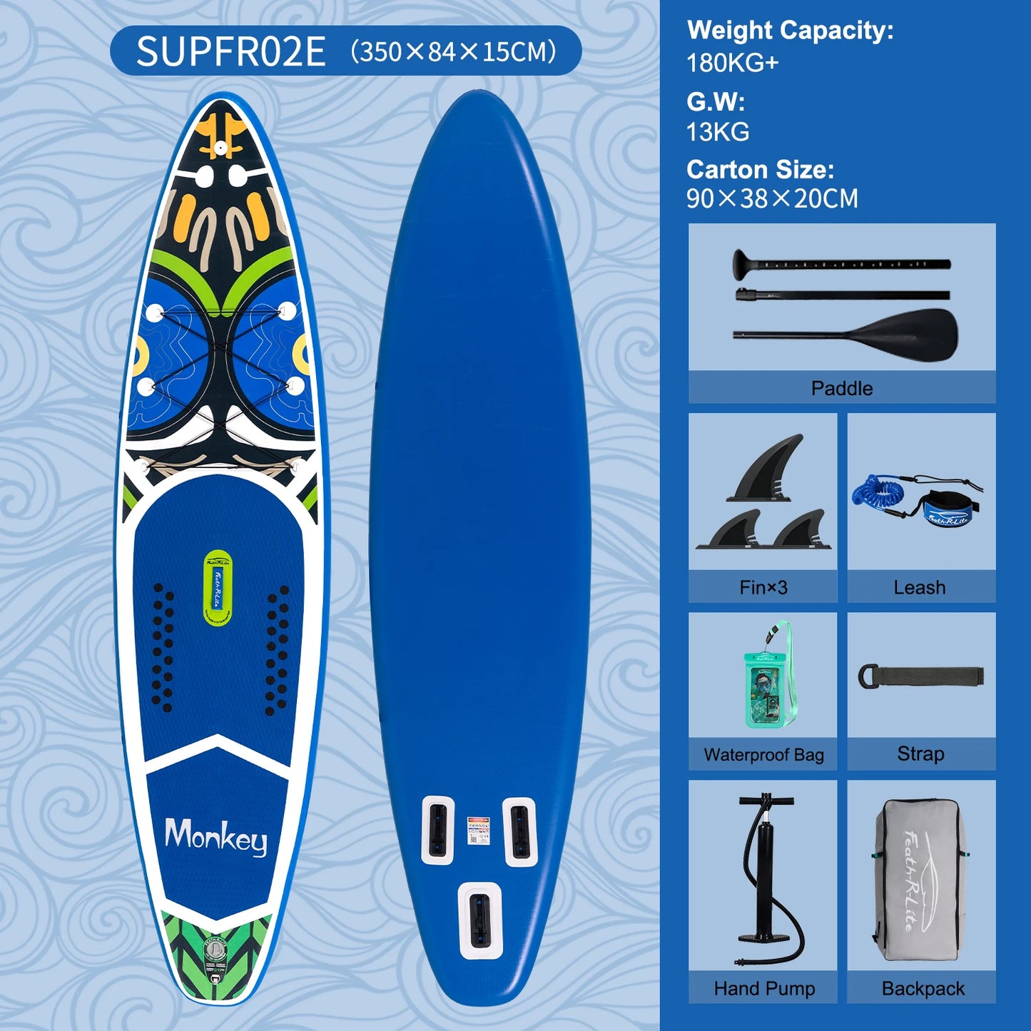 Supboard - Sup - Kajak - Paddle Board - Kayak - 350x84x15CM - Opblaasbaar Stand-Up Sup Board - Ultra-Licht & Draagbaar – Maximale Draagkracht 160KG - Oranje