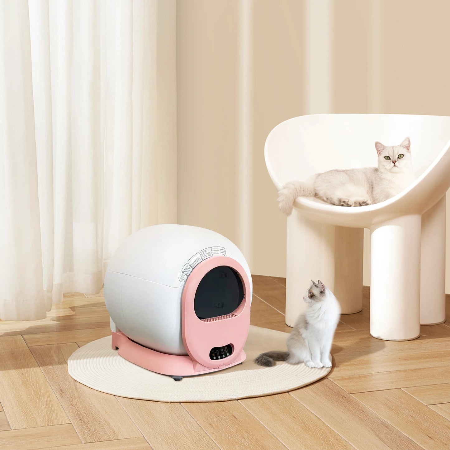 Kattenbak – Automatische Kattenbak – Zelfreinigende Kattenbak – Elektrische Kattenbak – Kattenbak Met App – 6L Afvalcontainer – Laag Instapniveau