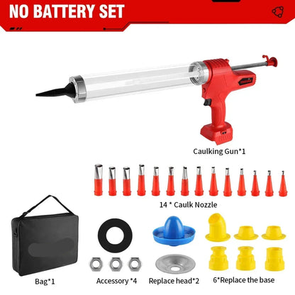 Kitpistool - Kit - Elektrische Kitspuit - Accu Kitspuit - Koker Pistool - 10000N - 6 Snelheden - Draadloos Lijmpistool voor Naadafdichting en Glaslijm, Compatibel met 18V Batterij - Zonder Batterij