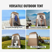 Camping Shower Tent - Shower Tent - Changing Tent - 66" x 66" x 87" - Outdoor - Privacy - Portable - Shelter - Removable Roof - Hanging Rope - Brown