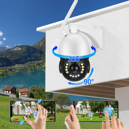 Beveiligingscamera - Camerabewaking - Draadloos - voor Buiten - 4K Ultra HD -30x Zoom - Tweerichtingsaudio - POE Videobewakingssysteem - WiFi - 8MP - Nachtzicht - IP66 - Wit - QUORE