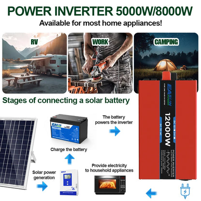 Omvormer – Spanningsomvormer – Stroomomzetter – Power Inverter – 5000W 24V Naar 220V – Pure Sinusgolf Met LED-Display – Compact & Krachtig - QUORE