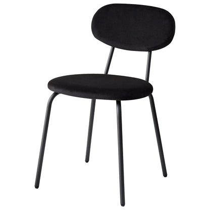 Scandinavische Eetkamerstoelen – Set van 4 Stoelen – Velours Stoelen – Stapelbare Stoelen – Metalen Poten – Ergonomisch Design – Geluiddempend - 42 x 45 x 78 cm - Zwart