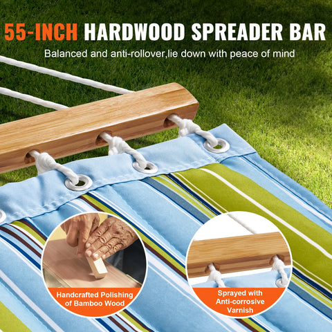 Hangmat - Hangmat voor Twee Personen - Hangmat 2 Persoons - Hanging Chair - Hamac - Hammock Chair -  Gewatteerde hangmat - Afneembaar kussen en kettingen - voor kamperen/tuin/strand - Draagvermogen van 220 k