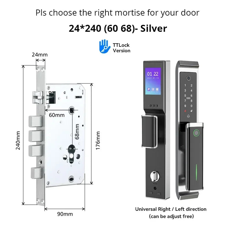 Slimme Bluetooth Deurslot – Elektronisch Slot – Vingerafdrukslot – Digitale Deursluiting – Mobiele App Slot – 100 Vingerafdrukken – Aluminiumlegering Design - 24x240 - 6068