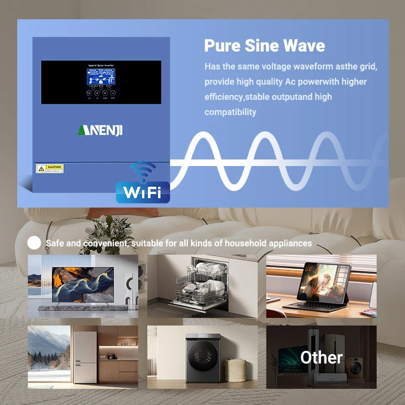 Hybride Zonnestroomomvormer – Zonne-omvormer – Solar Omvormer – PV Omvormer – Energie Omvormer – 4000W Vermogen – Ingebouwde Wifi Monitoring