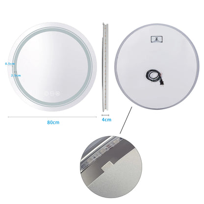 LUVODI Round Illuminate Bathroom Mirror Circle Washroom Toliet Wash Basin Fogless Vanity Mirror Waterproof