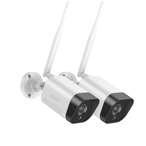Beveiligingscamera -Bewakingscamera - Camera Met Verstelbare Dubbele Lens H.265 - Audiobeveiliging - Voertuigdetectie - S 100ft Nachtzicht -  2/4Pcs  - Wit
