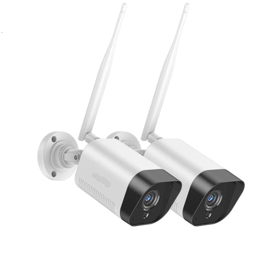 Security Camera - Surveillance Camera - Camera With Adjustable Dual Lens H.265 - Audio Security - Vehicle Detection - S 100ft Night Vision - 2/4Pcs - White
