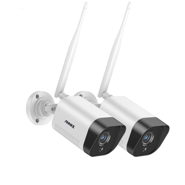 Beveiligingscamera -Bewakingscamera - Camera Met Verstelbare Dubbele Lens H.265 - Audiobeveiliging - Voertuigdetectie - S 100ft Nachtzicht -  2/4Pcs  - Wit