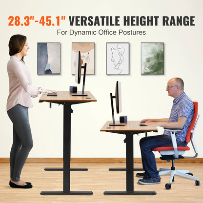 Zit-Sta Bureau - Bureautafel - Computer Tafel - Laptoptafel - Elektrisch - Hoogteverstelbaar - 47.2x23.6inch - met Planken - voor Gaming en Thuiskantoor - 85kg Draagcapaciteit - Bruin