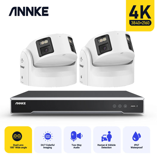 ANNKE 4K Duo Dual Lens Security Camera System POE AI Human Detect Full Color Night Vision Video Surveillance Security 8MP CCTV