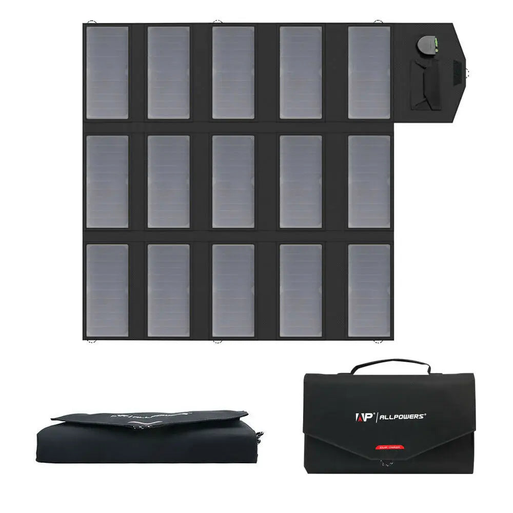 ALLPOWERS 100W Foldable Solar Panel, Portable Solar Charger (Dual 5v USB with HighTechnology+18v DC Output) for Outdoor, Camping - QUORE