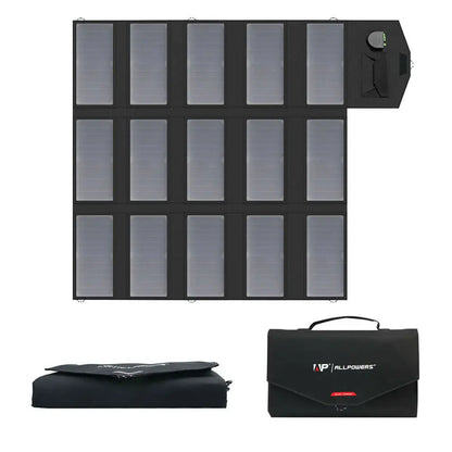 ALLPOWERS 100W Foldable Solar Panel, Portable Solar Charger (Dual 5v USB with HighTechnology+18v DC Output) for Outdoor, Camping - QUORE